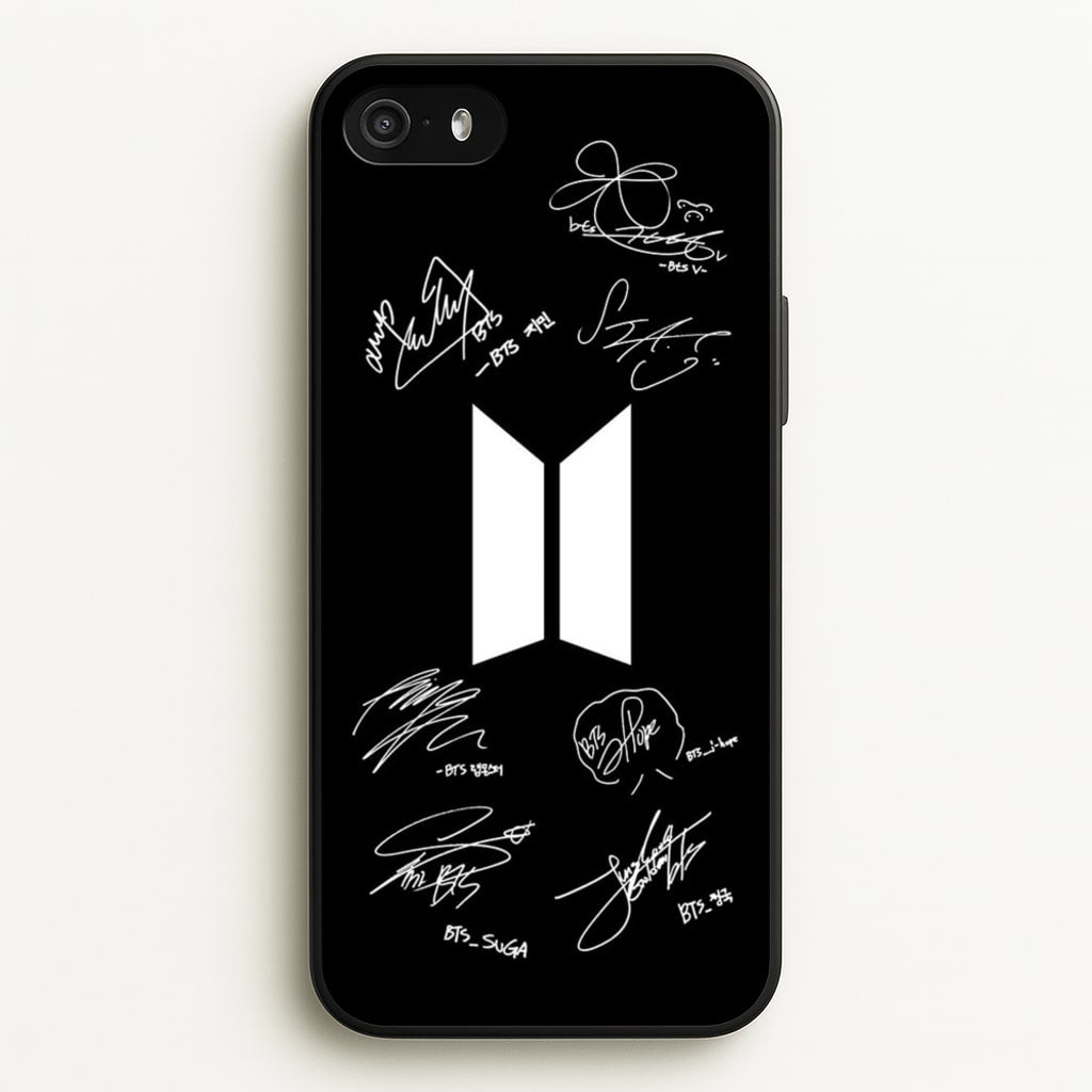 Black K-Pop Band Logo and Signatures  - BTS Phone Case for iPhone 5 / 5s / SE 2016