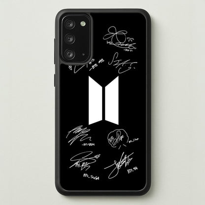 Black K-Pop Band Logo and Signatures  - BTS Phone Case for Galaxy Note 20