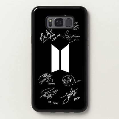 Black K-Pop Band Logo and Signatures  - BTS Phone Case for Galaxy S8 Plus