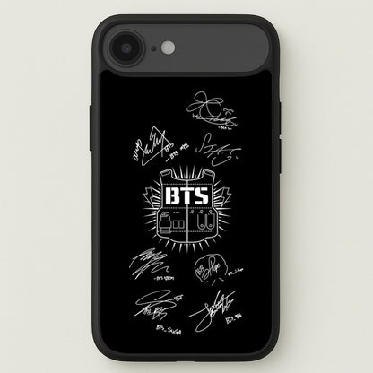 Black K-Pop Band Army Logo and Signatures Phone Case for iPhone 17 Air