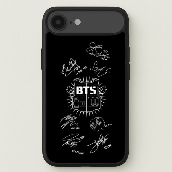 Black K-Pop Band Army Logo and Signatures Phone Case for iPhone 17 Air