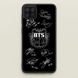Black K-Pop Band Army Logo and Signatures  - BTS Phone Case for Galaxy A12