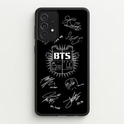 Black K-Pop Band Army Logo and Signatures  - BTS Phone Case for Galaxy A52 / A52s
