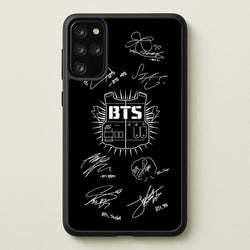 Black K-Pop Band Army Logo and Signatures  - BTS Phone Case for Galaxy S20 Plus