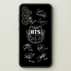 Black K-Pop Band Army Logo and Signatures  - BTS Phone Case for Galaxy A13