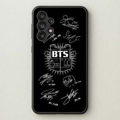 Black K-Pop Band Army Logo and Signatures  - BTS Phone Case for Galaxy A13