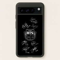 Black K-Pop Band Army Logo and Signatures  - BTS Phone Case for Google Pixel 8 Pro