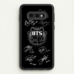 Black K-Pop Band Army Logo and Signatures  - BTS Phone Case for Galaxy S10e