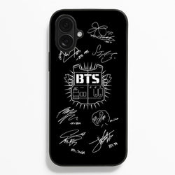 Black K-Pop Band Army Logo and Signatures Phone Case