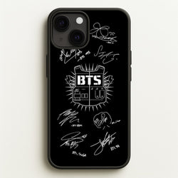 Black K-Pop Band Army Logo and Signatures  - BTS Phone Case for iPhone 13 Mini