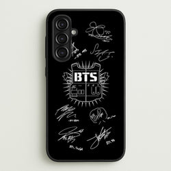 Black K-Pop Band Army Logo and Signatures  - BTS Phone Case for Galaxy A16