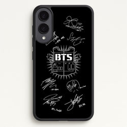 Black K-Pop Band Army Logo and Signatures  - BTS Phone Case for Galaxy S25 Edge