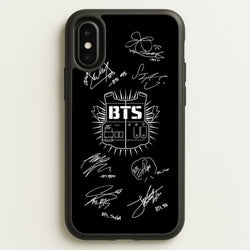 Black K-Pop Band Army Logo and Signatures  - BTS Phone Case for iPhone X / XS