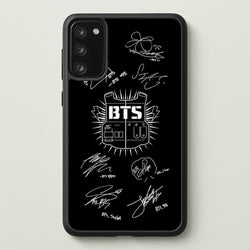 Black K-Pop Band Army Logo and Signatures  - BTS Phone Case for Galaxy S20FE