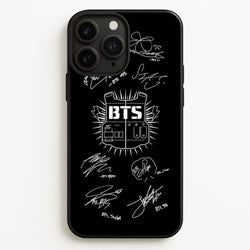 Black K-Pop Band Army Logo and Signatures  - BTS Phone Case for iPhone 11 Pro