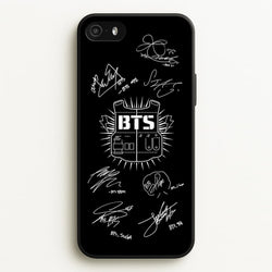 Black K-Pop Band Army Logo and Signatures  - BTS Phone Case for iPhone 5 / 5s / SE 2016