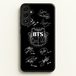 Black K-Pop Band Army Logo and Signatures  - BTS Phone Case for Galaxy A36