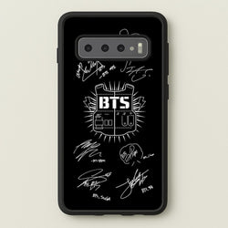 Black K-Pop Band Army Logo and Signatures  - BTS Phone Case for Galaxy S10 Plus