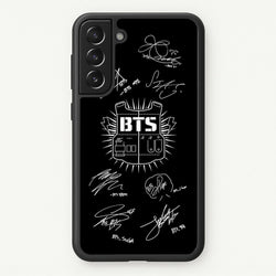 Black K-Pop Band Army Logo and Signatures  - BTS Phone Case for Galaxy S21