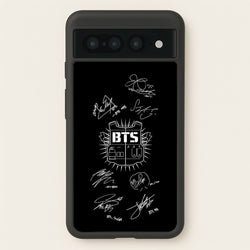 Black K-Pop Band Army Logo and Signatures  - BTS Phone Case for Google Pixel 7 Pro