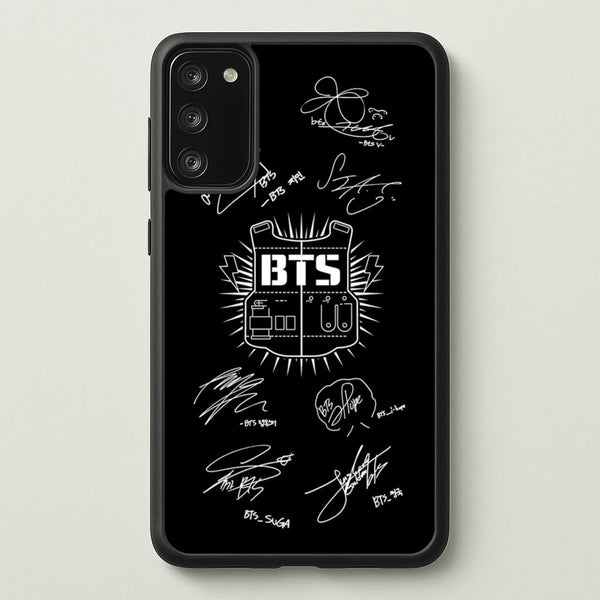 Black K-Pop Band Army Logo and Signatures  - BTS Phone Case for Galaxy A41