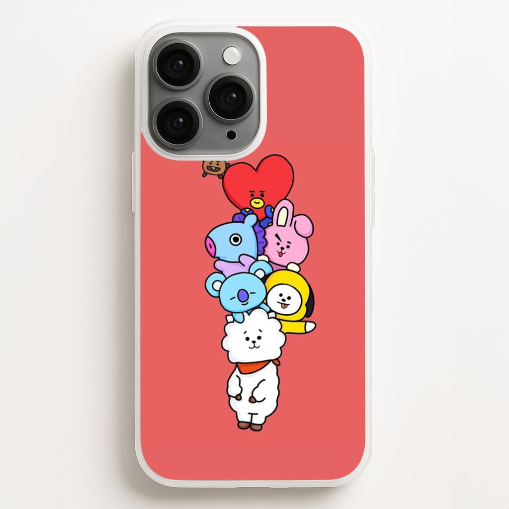 Red BT21 - RJ, Mang, Koya, Chimmy, Cooky, Shooky, Tata - K Pop Phone Case