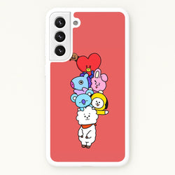 Red BT21 - RJ, Mang, Koya, Chimmy, Cooky, Shooky, Tata - K Pop  -  Phone Case for Galaxy S22 Plus