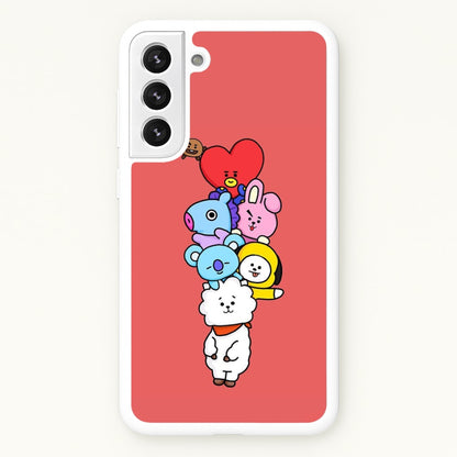 Red BT21 - RJ, Mang, Koya, Chimmy, Cooky, Shooky, Tata - K Pop  -  Phone Case for Galaxy S22 Plus