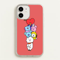 Red BT21 - RJ, Mang, Koya, Chimmy, Cooky, Shooky, Tata - K Pop  -  Phone Case for iPhone 12 Mini