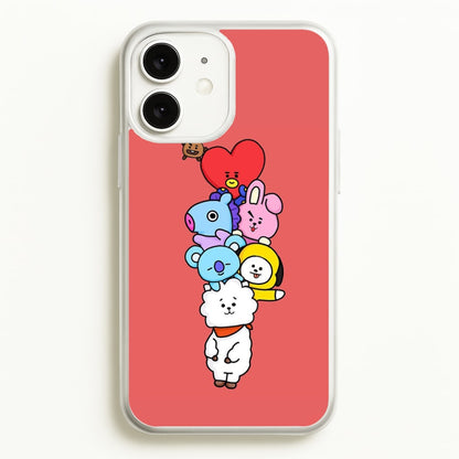 Red BT21 - RJ, Mang, Koya, Chimmy, Cooky, Shooky, Tata - K Pop  -  Phone Case for iPhone 11