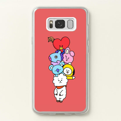 Red BT21 - RJ, Mang, Koya, Chimmy, Cooky, Shooky, Tata - K Pop  -  Phone Case for Galaxy S8 Plus