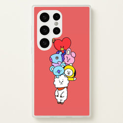 Red BT21 - RJ, Mang, Koya, Chimmy, Cooky, Shooky, Tata - K Pop  -  Phone Case for Galaxy S24 Ultra