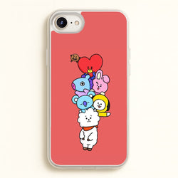 Red BT21 - RJ, Mang, Koya, Chimmy, Cooky, Shooky, Tata - K Pop  -  Phone Case for iPhone 6 / 7 / 8 / SE