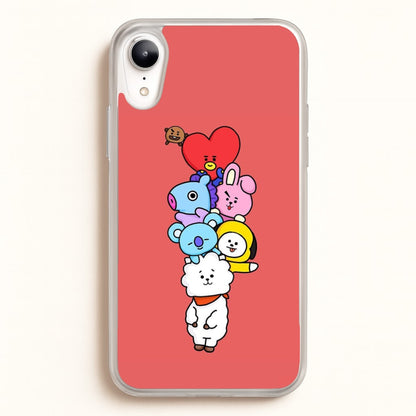 Red BT21 - RJ, Mang, Koya, Chimmy, Cooky, Shooky, Tata - K Pop  -  Phone Case for iPhone XR