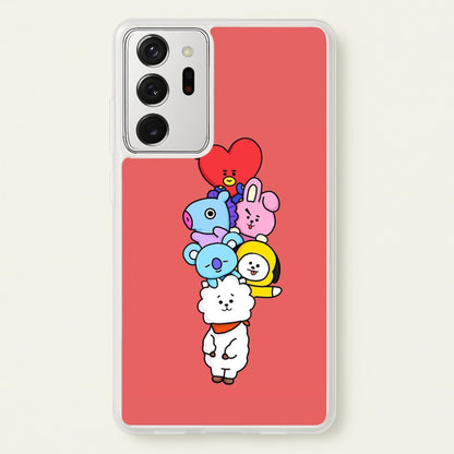 Red BT21 - RJ, Mang, Koya, Chimmy, Cooky, Shooky, Tata - K Pop  -  Phone Case for Galaxy Note 20 Ultra