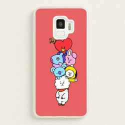 Red BT21 - RJ, Mang, Koya, Chimmy, Cooky, Shooky, Tata - K Pop  -  Phone Case for Galaxy S9