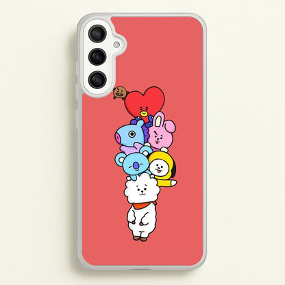 Red BT21 - RJ, Mang, Koya, Chimmy, Cooky, Shooky, Tata - K Pop  -  Phone Case for Galaxy A36