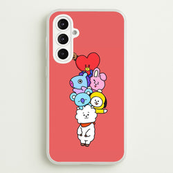 Red BT21 - RJ, Mang, Koya, Chimmy, Cooky, Shooky, Tata - K Pop  -  Phone Case for Galaxy A16