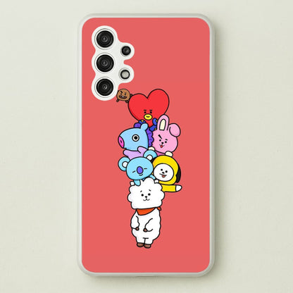 Red BT21 - RJ, Mang, Koya, Chimmy, Cooky, Shooky, Tata - K Pop  -  Phone Case for Galaxy A13
