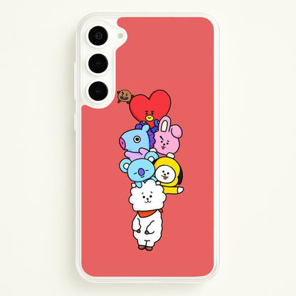 Red BT21 - RJ, Mang, Koya, Chimmy, Cooky, Shooky, Tata - K Pop  -  Phone Case for Galaxy S23 Plus
