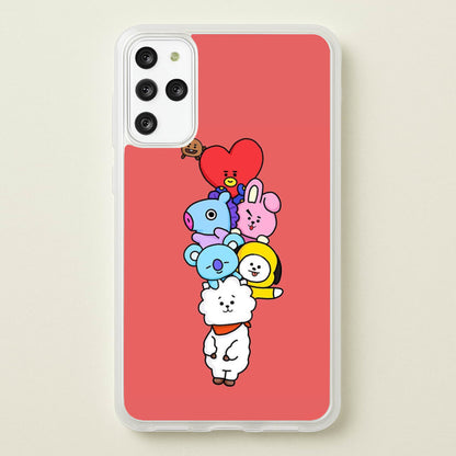 Red BT21 - RJ, Mang, Koya, Chimmy, Cooky, Shooky, Tata - K Pop  -  Phone Case for Galaxy S20 Plus