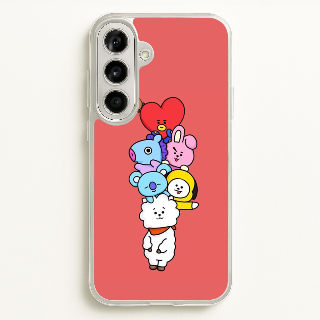 Red BT21 - RJ, Mang, Koya, Chimmy, Cooky, Shooky, Tata - K Pop  -  Phone Case for Galaxy A56
