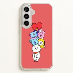 Red BT21 - RJ, Mang, Koya, Chimmy, Cooky, Shooky, Tata - K Pop  -  Phone Case for Galaxy A56