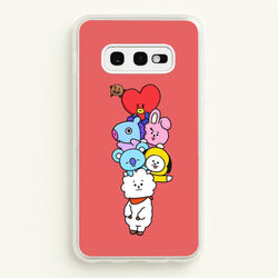 Red BT21 - RJ, Mang, Koya, Chimmy, Cooky, Shooky, Tata - K Pop  -  Phone Case for Galaxy S10e