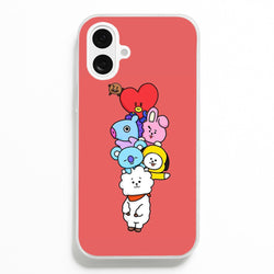 Red BT21 - RJ, Mang, Koya, Chimmy, Cooky, Shooky, Tata - K Pop Phone Case