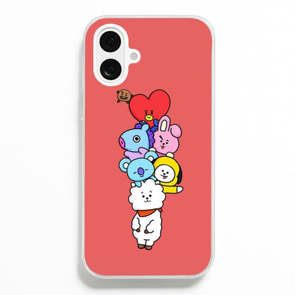 Red BT21 - RJ, Mang, Koya, Chimmy, Cooky, Shooky, Tata - K Pop Phone Case