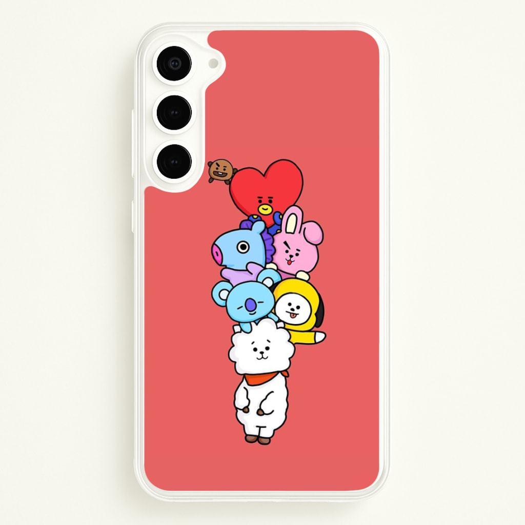 Red BT21 - RJ, Mang, Koya, Chimmy, Cooky, Shooky, Tata - K Pop  -  Phone Case for Galaxy S23