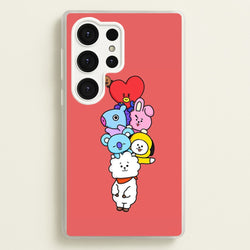 Red BT21 - RJ, Mang, Koya, Chimmy, Cooky, Shooky, Tata - K Pop  -  Phone Case for Galaxy S25 Ultra