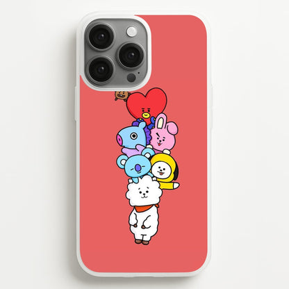Red BT21 - RJ, Mang, Koya, Chimmy, Cooky, Shooky, Tata - K Pop  -  Phone Case for iPhone 13 Pro Max