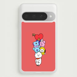 Red BT21 - RJ, Mang, Koya, Chimmy, Cooky, Shooky, Tata - K Pop Phone Case for Google Pixel 10 Pro XL
